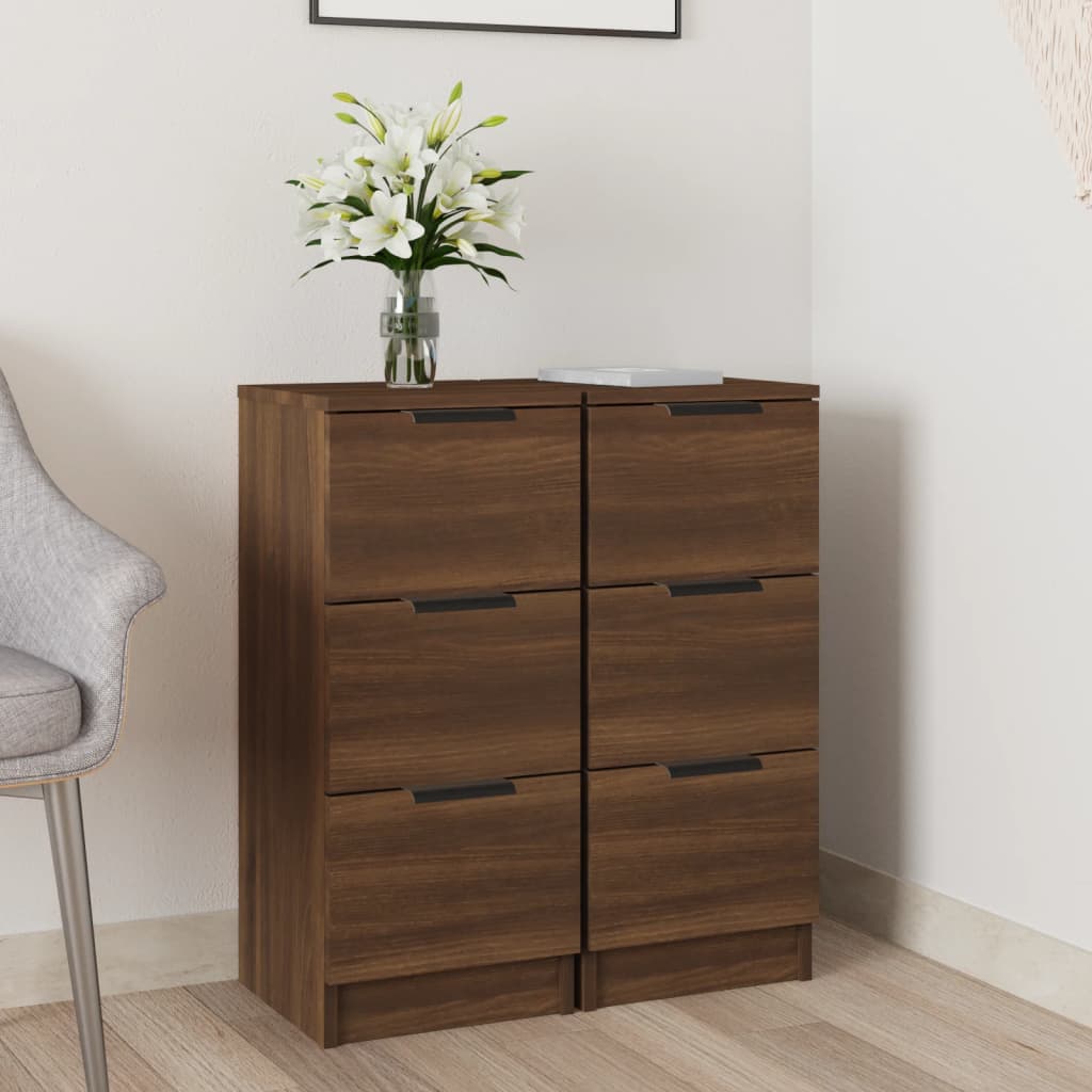 foto del prodotto credenze 2 pz rovere marrone 30x30x70 cm in legno multistrato cod mxl 19087
