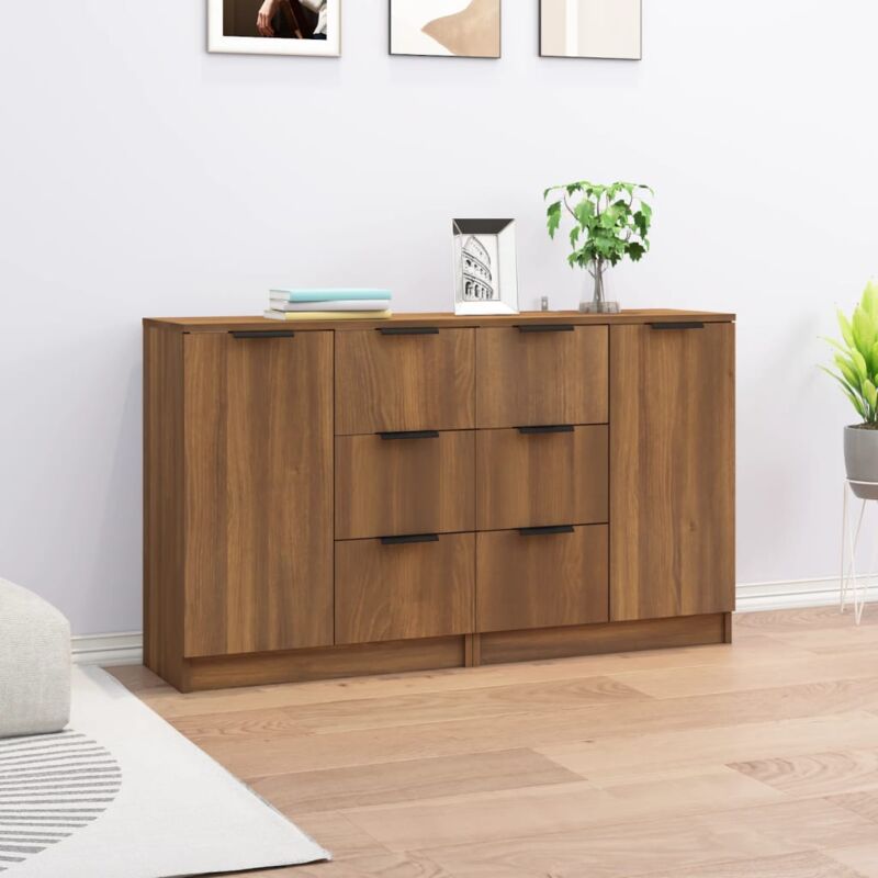 foto del prodotto credenze 2 pz rovere marrone 60x30x70 cm in legno multistrato cod mxl 20923