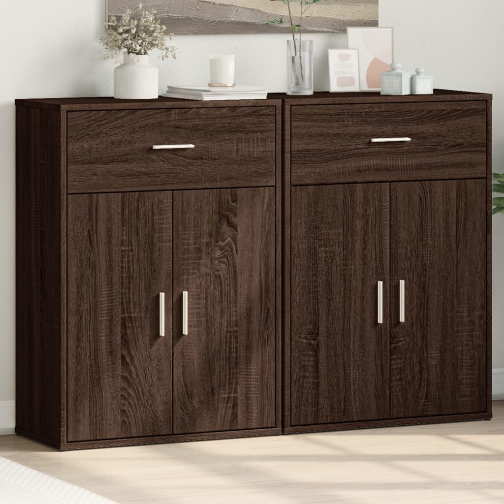 foto del prodotto credenze 2 pz rovere marrone 60x30x84 cm in legno multistrato