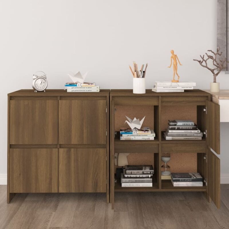 foto del prodotto credenze 2 pz rovere marrone 70x41x75 cm in legno multistrato vidaxl
