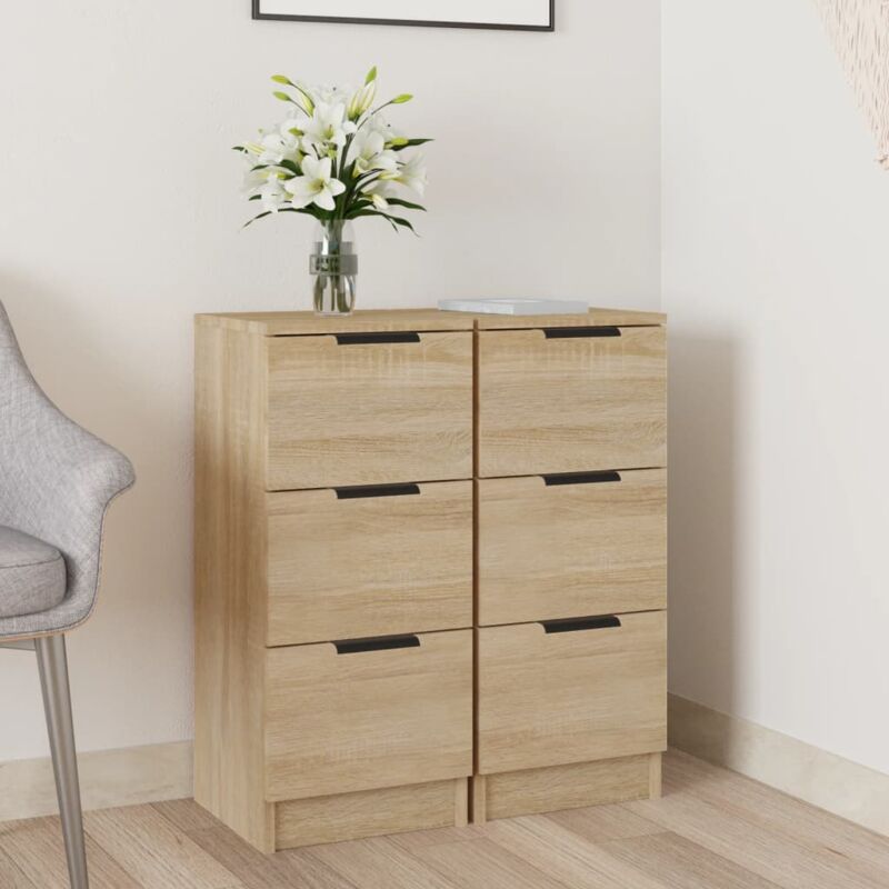 foto del prodotto credenze 2 pz rovere sonoma 30x30x70 cm in legno multistrato vidaxl