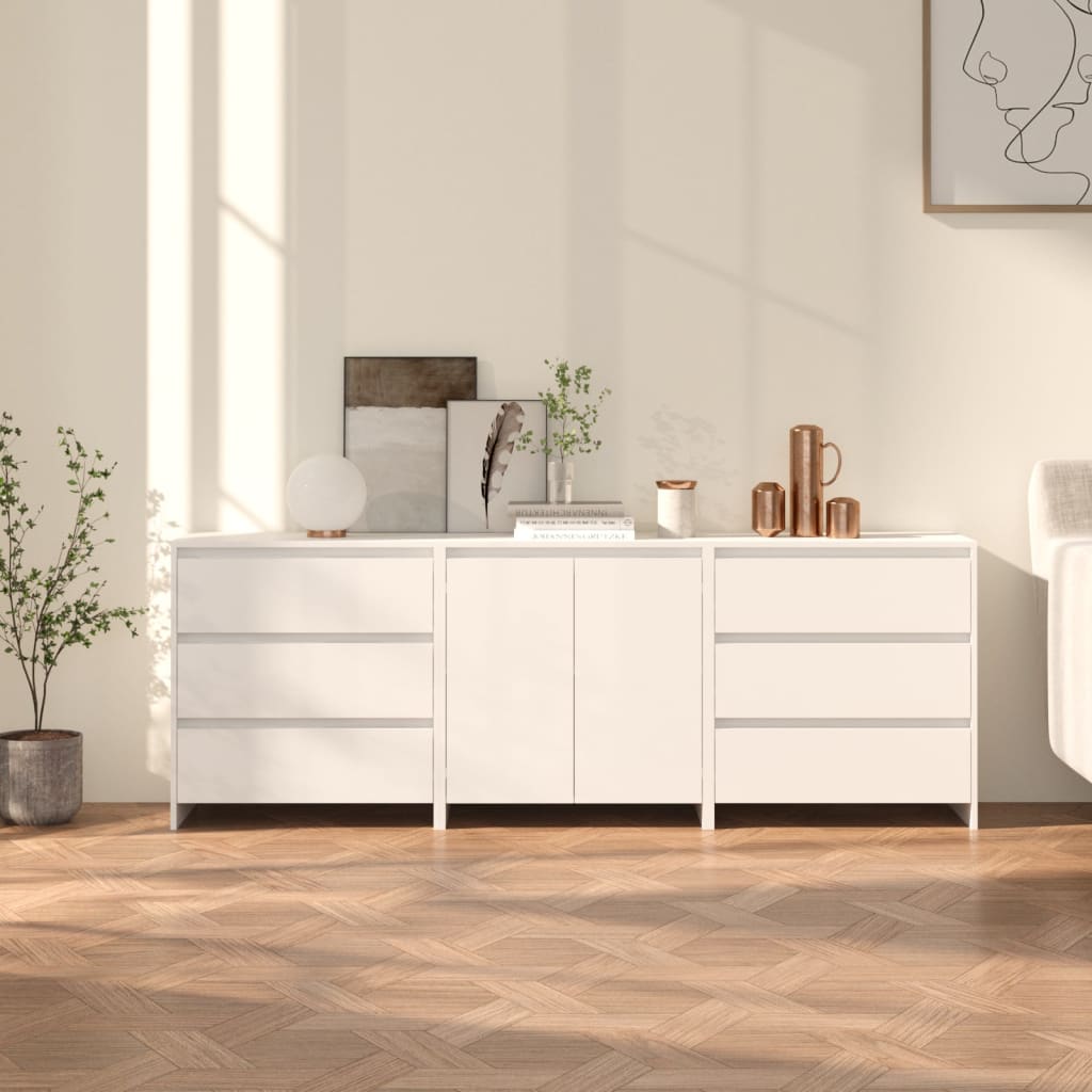 foto del prodotto credenze 3 pz bianche in legno multistrato cod mxl 63167