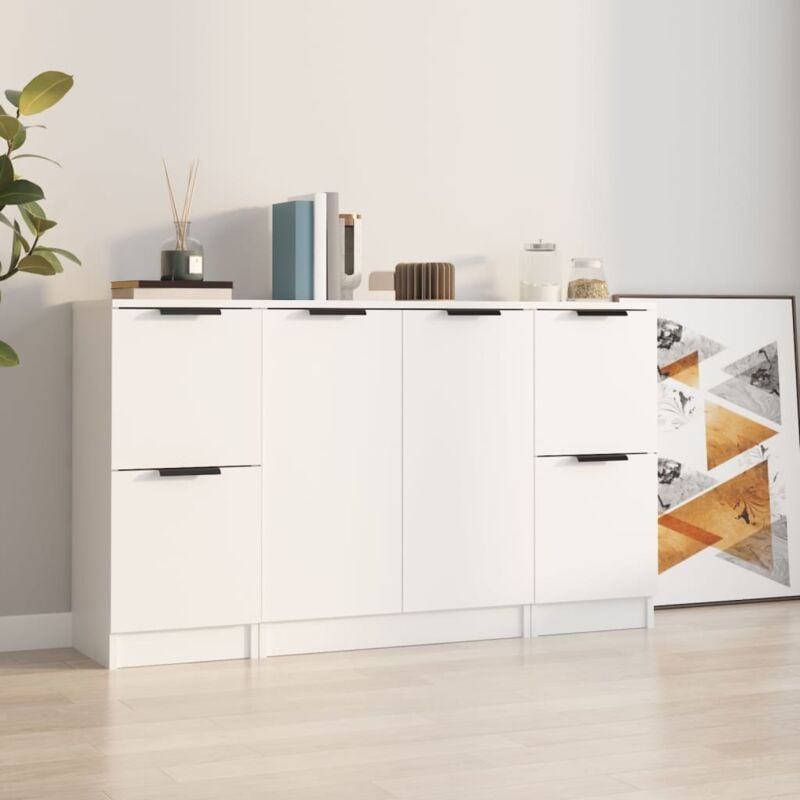 foto del prodotto credenze 3 pz bianco in legno multistrato vidaxl