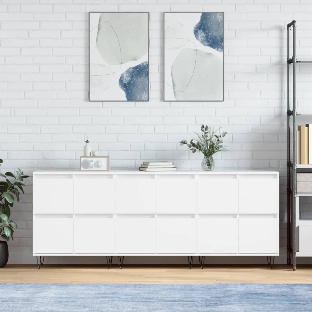 foto del prodotto credenze 3 pz bianco in legno multistrato vidaxl