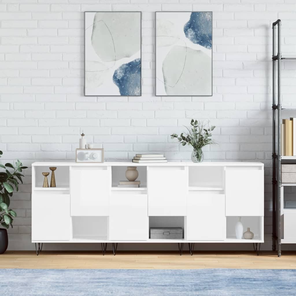 foto del prodotto credenze 3 pz bianco lucido in legno multistratocod mxl 77416