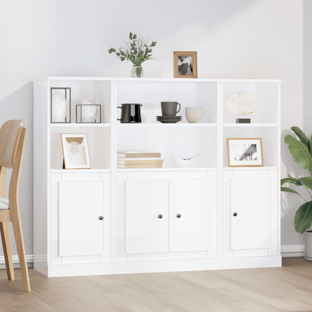 foto del prodotto credenze 3 pz bianco lucido in legno multistratocod mxl 77759