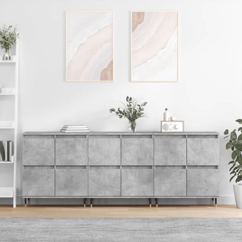 foto del prodotto credenze 3 pz grigio cemento in legno multistrato vidaxl