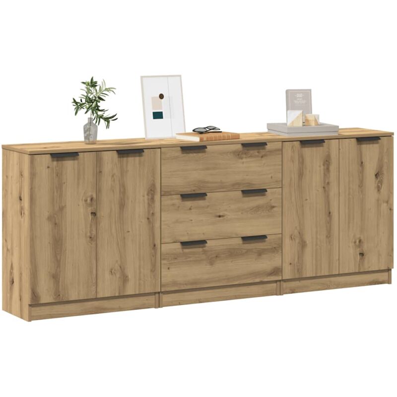 foto del prodotto credenze 3 pz rovere artigianale 60x30x70 cm legno multistrato vidaxl