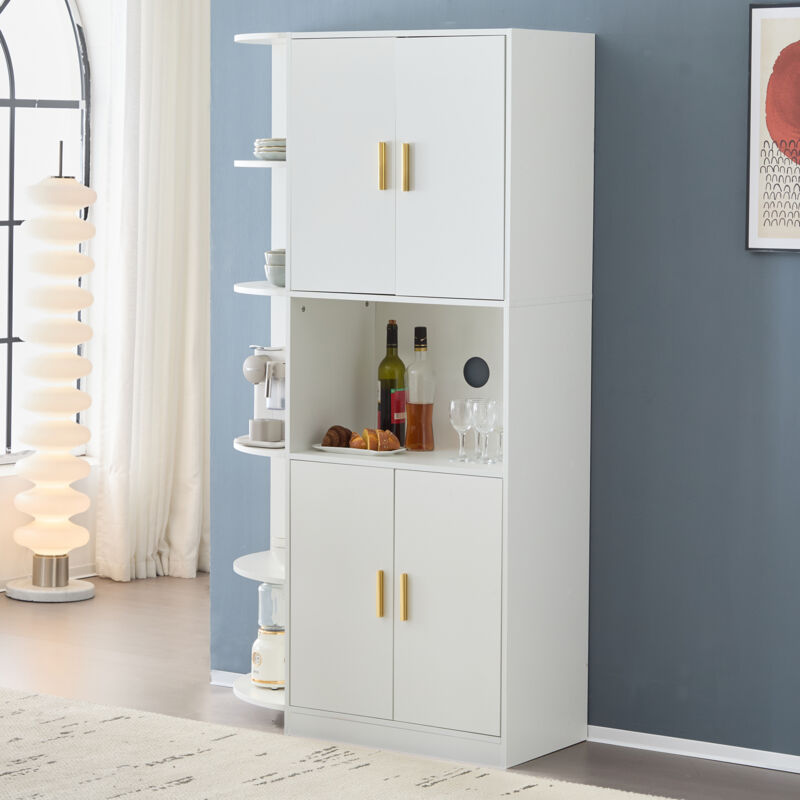 foto del prodotto credenze e buffet 100x40x180cm alta con 4 ante, credenza, vetrina, ripiano portaoggetti aperto, sala da pranzo soggiorno cucina camera da