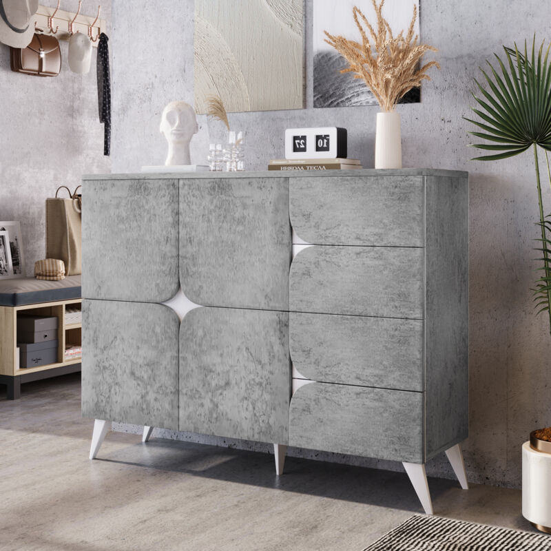 foto del prodotto credenze e buffet con cassetti, 120x35x94cm, mobile contenitore, mobile ingresso, grigio