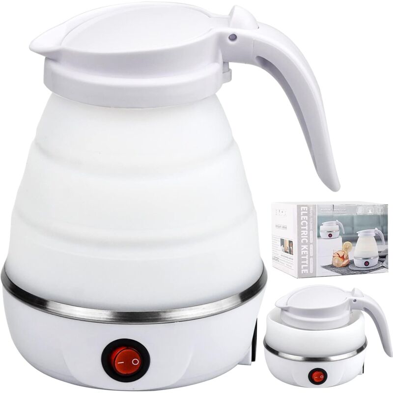 foto del prodotto crediri 0.6l bollitore elettrico pieghevole bollitore da viaggio in silicone mini bollitore portatile con base in acciaio inossidabile per campeggio,