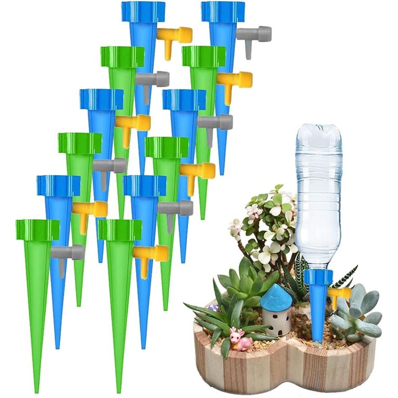 foto del prodotto crediri 12 confezioni di annaffiatoi automatici regolabili, facili da usare, per piante in vaso, fiori, giardino, piante da interno