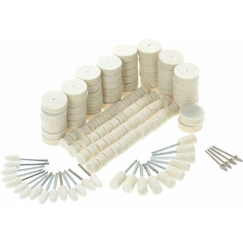 foto del prodotto crediri 129 pezzi di feltro di lana per lucidatura di superfici metalliche, accessori per lucidatura per utensili rotanti dremel