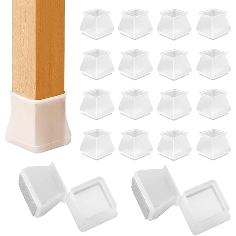 foto del prodotto crediri 16 pezzi 35 40mm tappi per gambe di sedie in silicone, tappi terminali in silicone, cuscinetti protettivi quadrati per sedie, tappi per gambe
