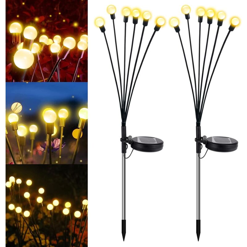 foto del prodotto crediri 2 confezioni di luci solari firefly, luci da giardino oscillanti impermeabili alimentate a energia solare