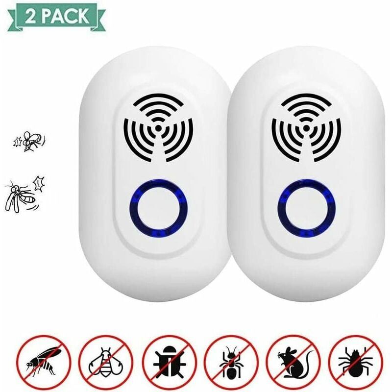 foto del prodotto crediri 2 confezioni di repellente per zanzare ad ultrasuoni, repellente per zanzare europeo, rodenticida elettronico per il controllo dei parassiti,