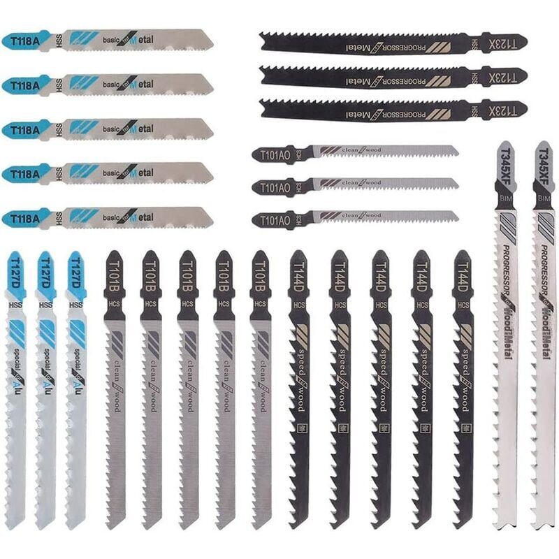 foto del prodotto crediri 25 pezzi set lame per seghetto alternativo t118a t144d t101b t123x t101ao t127d t345xf per taglio metallo legno plastica per