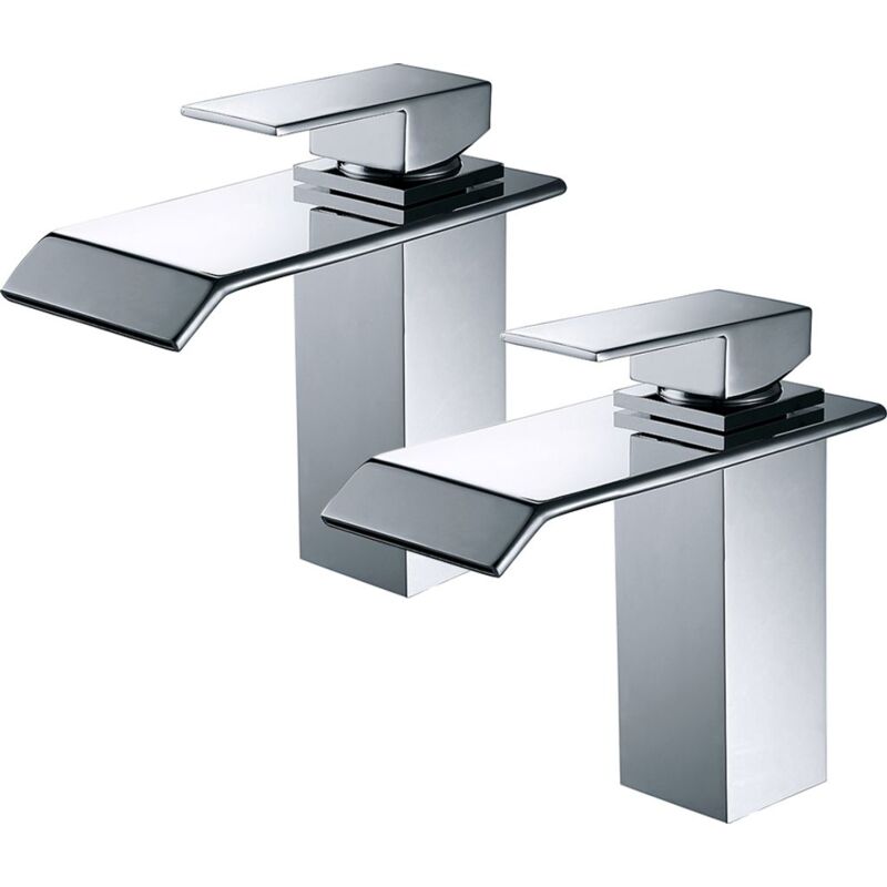 foto del prodotto crediri 2x rubinetto per il bagno, rubinetto per lavabo a cascata, rubinetto per il bagno, rubinetto per lavabo cromato, miscelatore, miscelatore per