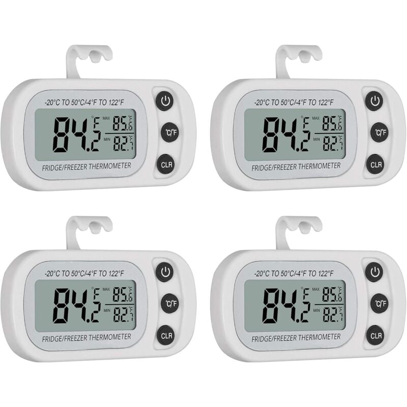 immagine 0 del prodotto crediri 4 pack ipx3 termometro digitale impermeabile con display lcd, funzione di registrazione max min, termometro wireless per frigorifero, casa,