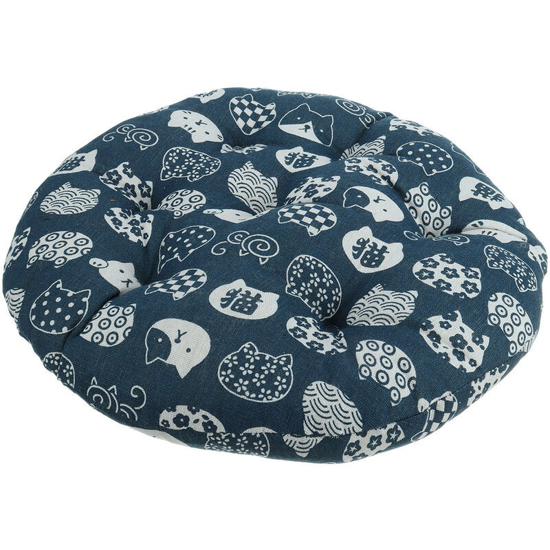 foto del prodotto crediri 40 x 40 cm cuscino per sedia rotondo in cotone cuscino pi spesso tappetino per sedia da ufficio gatto blu