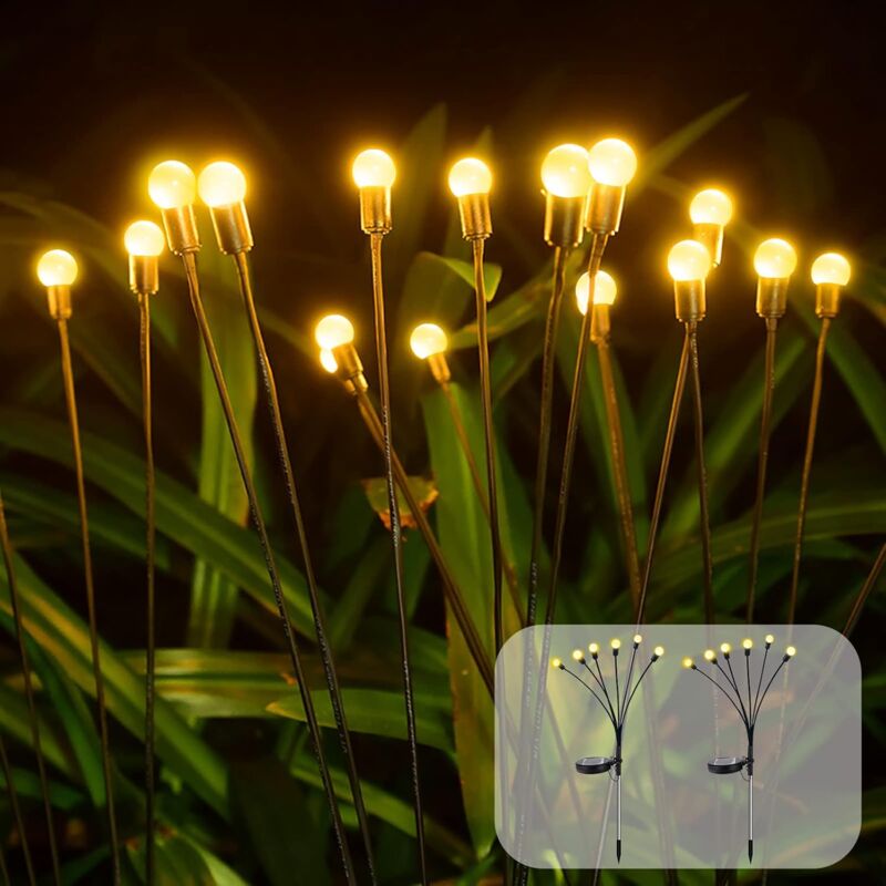 foto del prodotto crediri 6 confezioni di luci solari da giardino a led, luci solari da giardino firefly, luci solari decorative per esterni