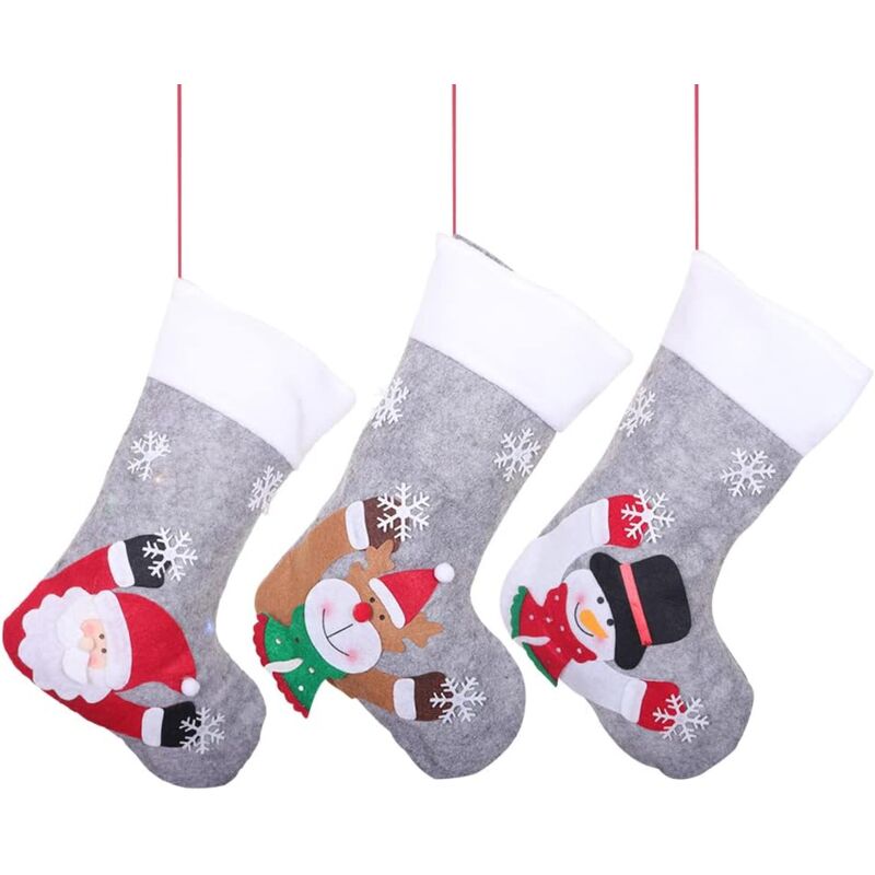 foto del prodotto crediri calze di natale riempibili, 3 confezioni di calze di natale a led, calze di natale, calze di natale, sacchetto regalo, calze di natale,