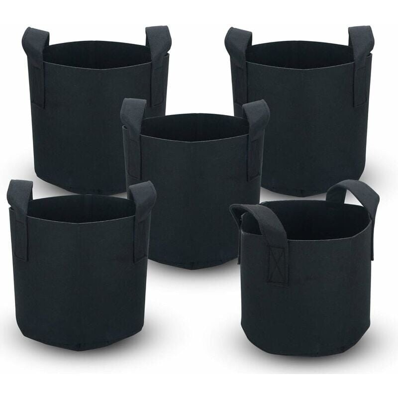 foto del prodotto crediri confezione da 5 sacchi per piantagione in tessuto non tessuto, da 20 litri a 5 galloni, 25 x 30 cm, con manici, per giardino, serra ecc. - sacchi per piantare