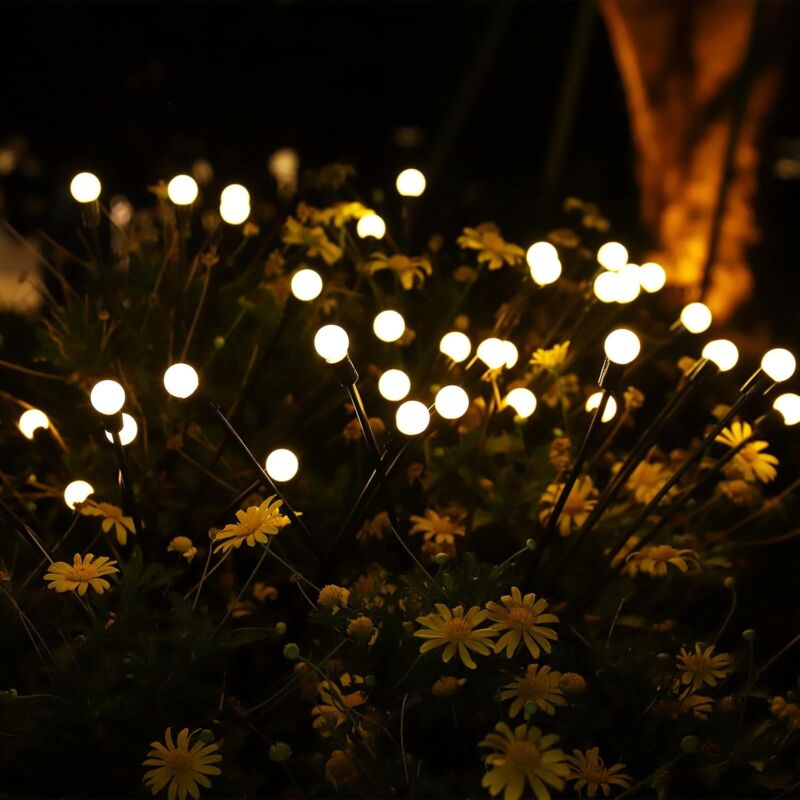 foto del prodotto crediri luci solari per esterni, 4 confezioni da 10 led luci solari firefly per giardino lampada solare per balcone decorazione da giardino