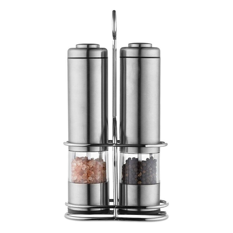 foto del prodotto crediri macinapepe elettrico set macina sale e pepe a batteria macina sale e pepe da cucina in acciaio inox 2 grandi macina sale e pepe con
