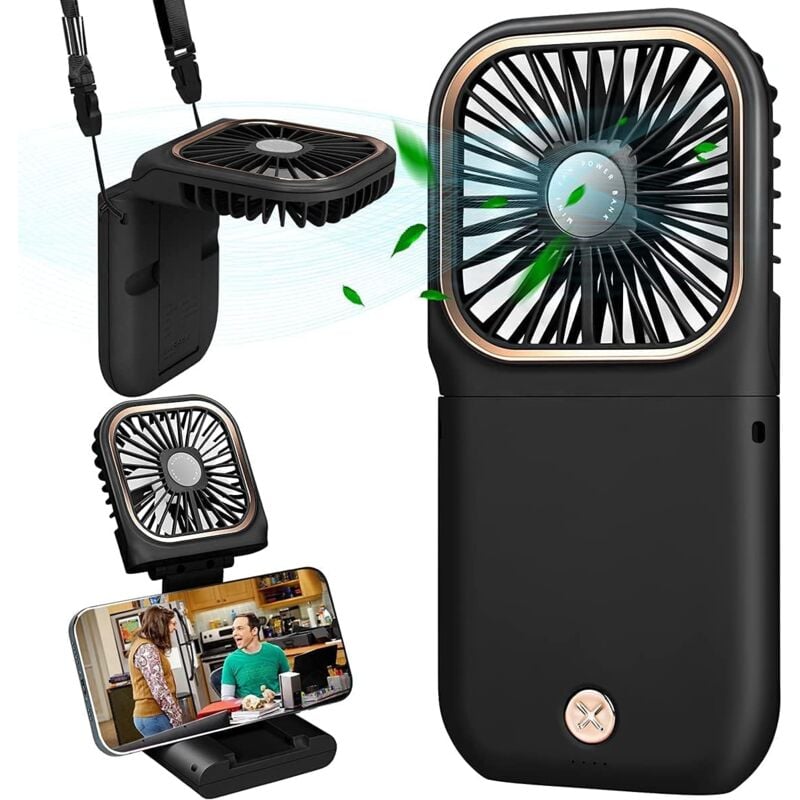 foto del prodotto crediri mini ventilatore usb, ventilatore silenzioso portatile da collo, ricaricabile tramite usb 5000mah con 3 velocit , ventilatore portatile