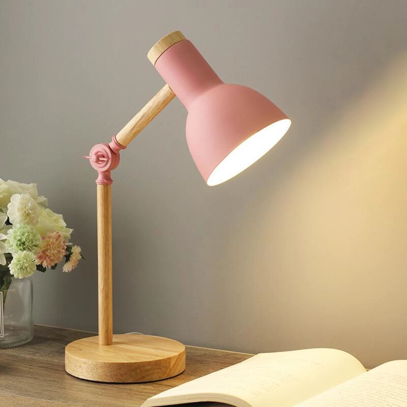 foto del prodotto crediri nordico creativo semplice legno ferro led pieghevole lampada da scrivania protezione degli occhi lampada da tavolo da lettura soggiorno