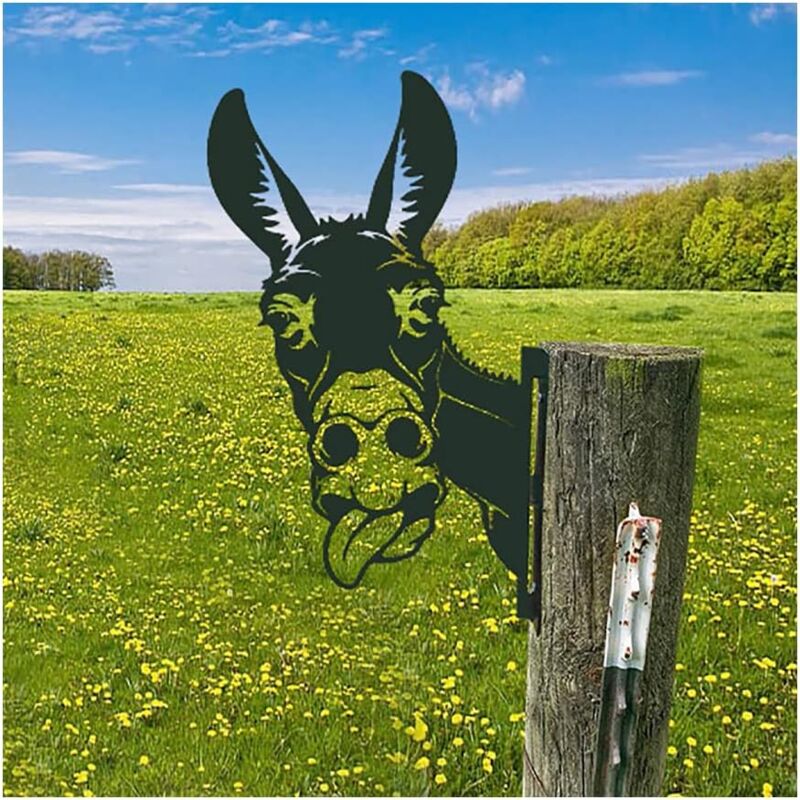 foto del prodotto crediri ornamenti da giardino in metallo a forma di asino per recinzioni, decorazioni per esterni, animali da asino, decorazioni da giardino,