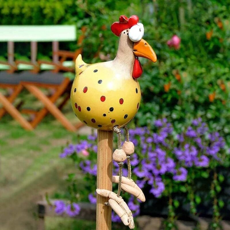 foto del prodotto crediri statue di pollo per decorazioni da giardino, divertenti sculture di statuette di animali a forma di pollo in resina