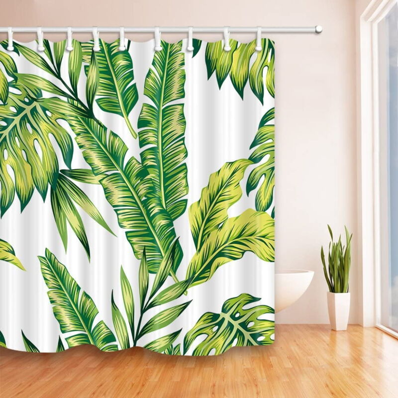 foto del prodotto crediri tende da doccia più recenti tende da doccia antimuffa tende da bagno impermeabili tende da bagno lavabili tessuto in poliestere con 12 ganci 180x180 cm foglia di banana verde