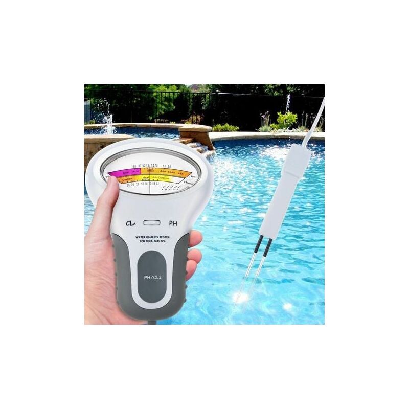 foto del prodotto crediri tester elettronico per la qualit dell acqua ph e cloro per piscine, cavo da 13 cm