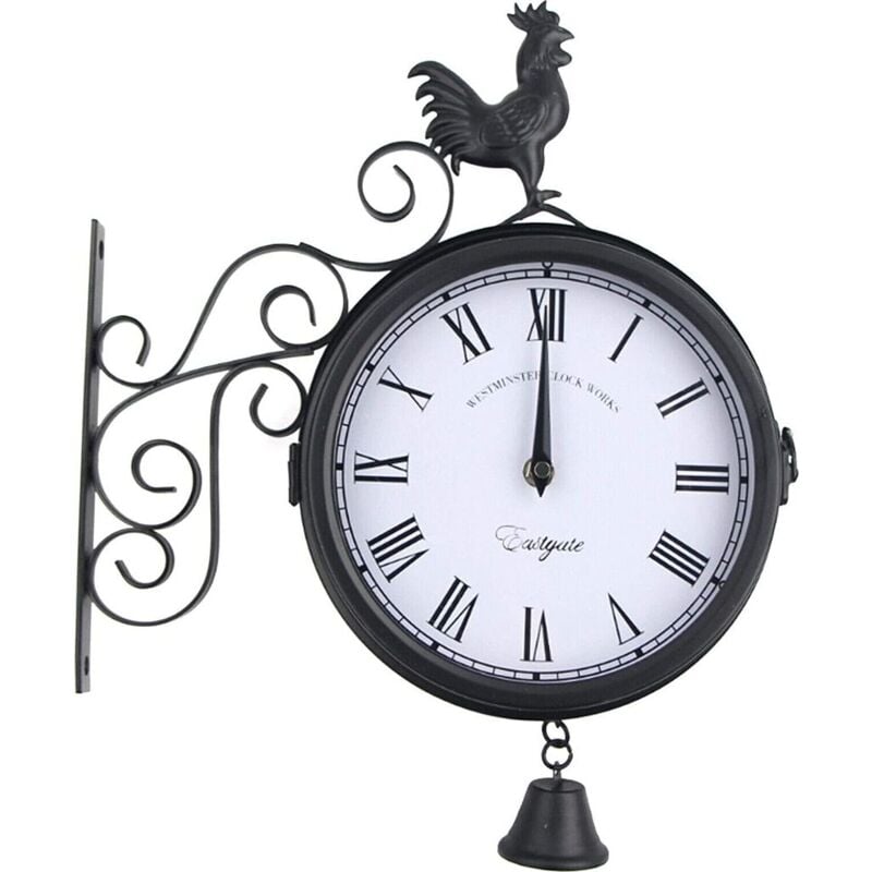 foto del prodotto crediri timekeeper orologio da giardino, orologio da parete per esterni, nero, vintage, impermeabile, per giardino, 30 x 9 x 37 cm