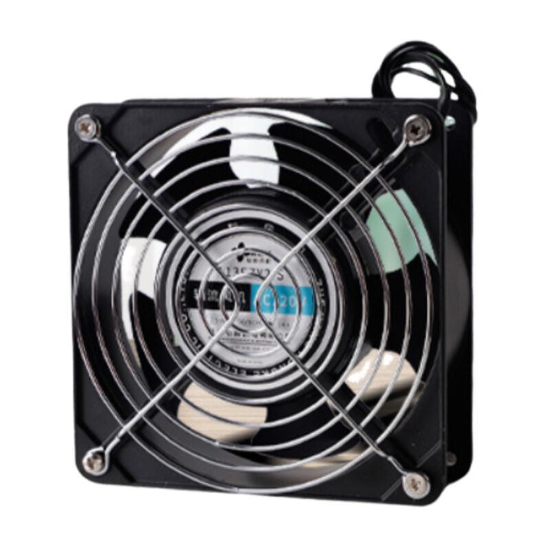 foto del prodotto crediri ventilatore assiale per condotto camino inseribile pale metalliche ad alta temperatura silenziatore universale 120 x 120 x 38 mm
