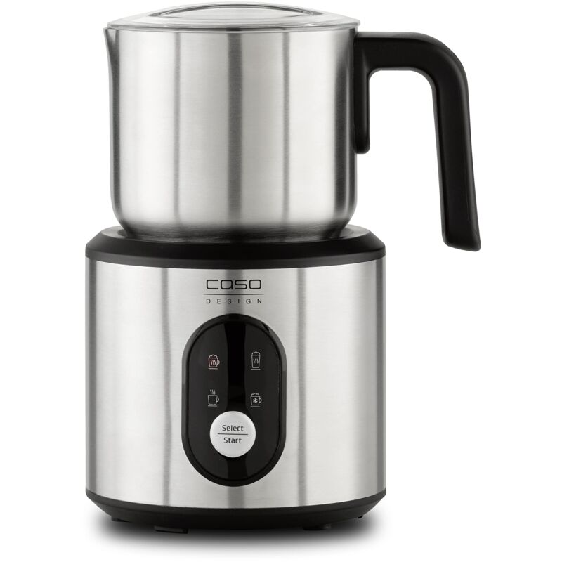 foto del prodotto crema choco inox, montalatte per latte vaccino e latte vegetale, schiuma di latte fredda, contenitore in acciaio inox di alta qualit con manico