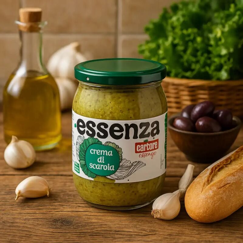 foto del prodotto crema di scarole olive e capperi 520g essenza carbone, senza glutine