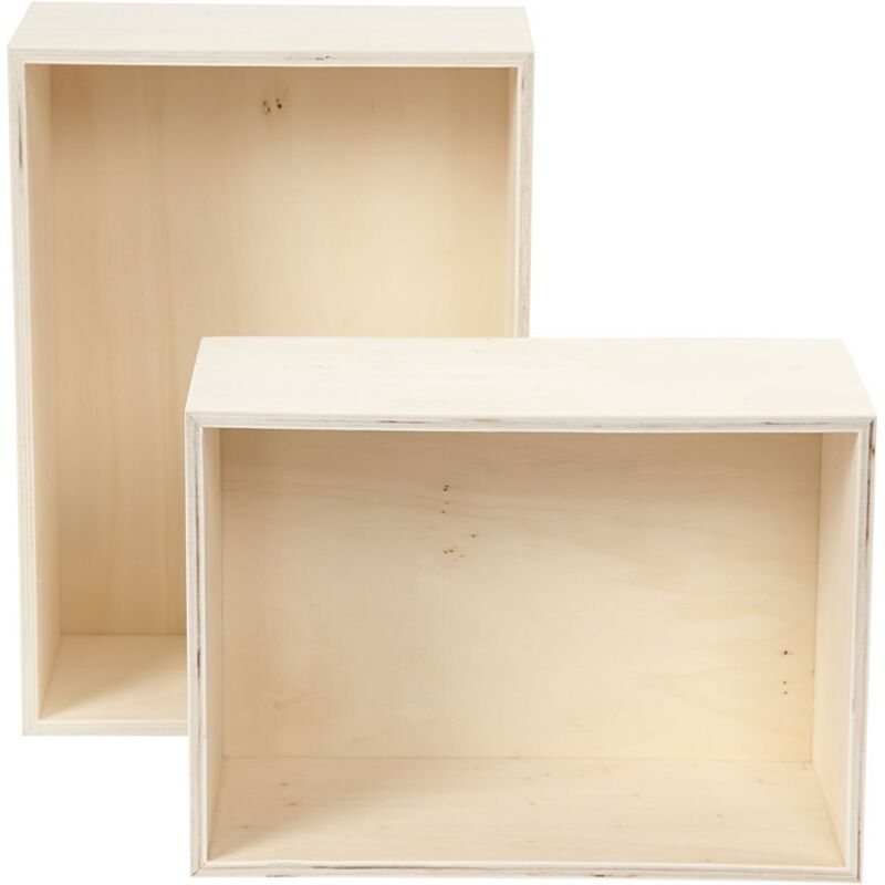 foto del prodotto creotime scatole portaoggetti, rettangolari, h 27 31 cm, w 19,5 22,5 cm, compensato, 2 pezzi, profondit 12,5 cm
