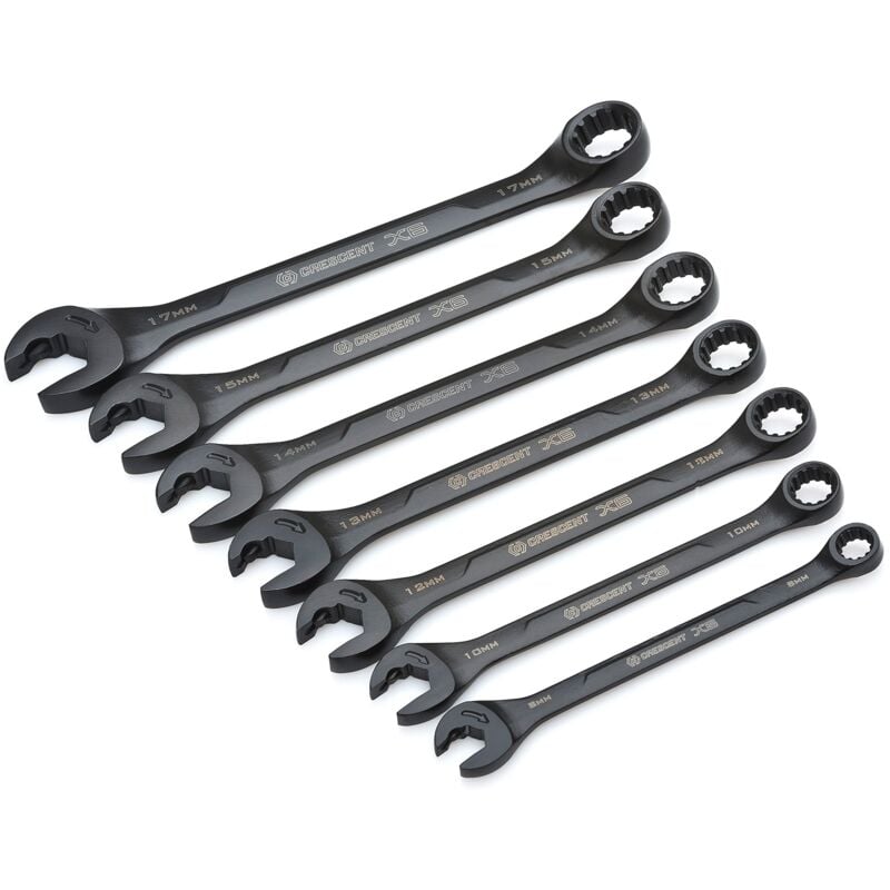 foto del prodotto crescent cx6rwm7 set di 7 chiavi combinate x6 con cricchetto a estremit aperta e scatola statica, metriche, 8 17 mm