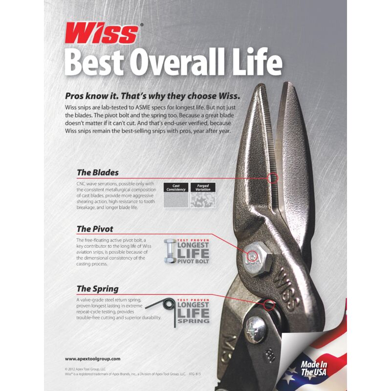 foto del prodotto crescent wiss m7r 235mm 9 1 4 inch metalmaster cesoia sfalsata con impugnature ergonomiche antiscivolo in materiale singolo per un controllo