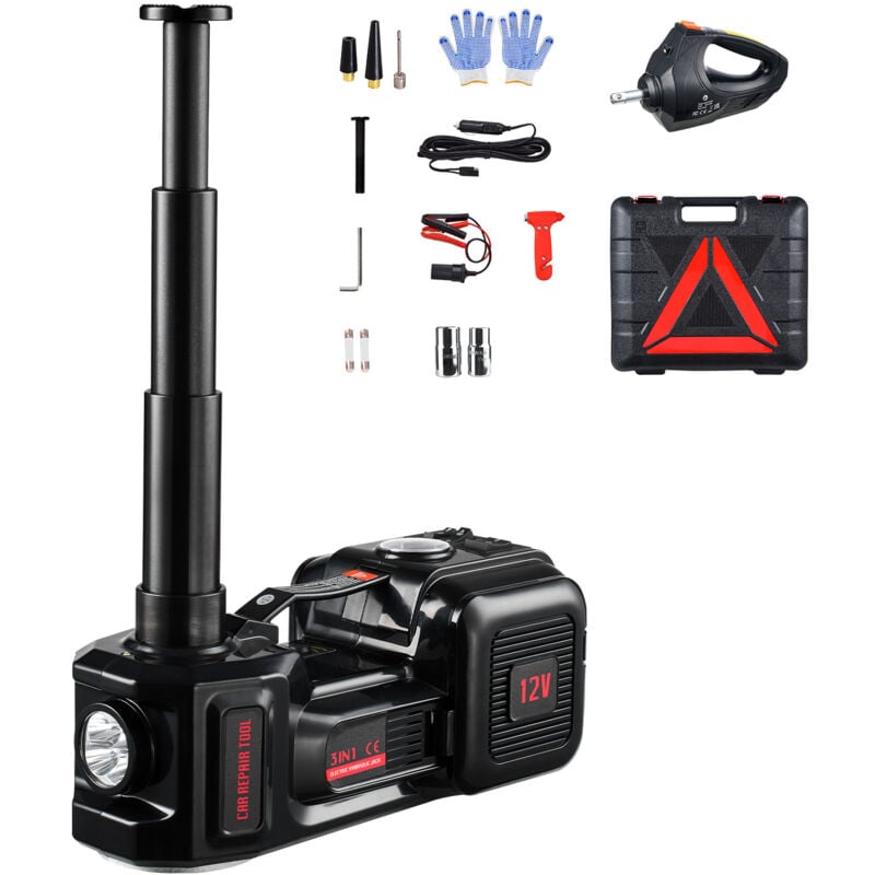 foto del prodotto cric elettrico per auto,5 tonnellate 11000 libbre,kit portatile con gonfiatore integrato,martinetto elettrico a forbice da 12v,chiave a percussione