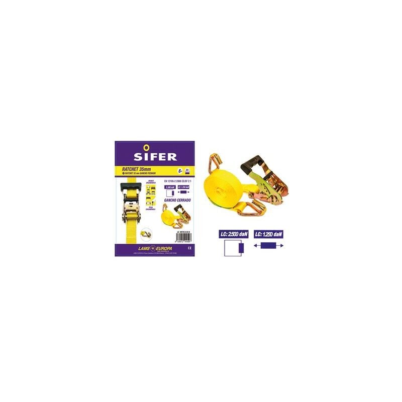foto del prodotto cricchetto sifer 35mm ergonomico 5,5m 0,5m punto chiuso sirt35 6 gc b
