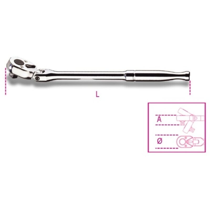 foto del prodotto cricchetto snodato reversibile 3 8 beta 910m 56 265 mm