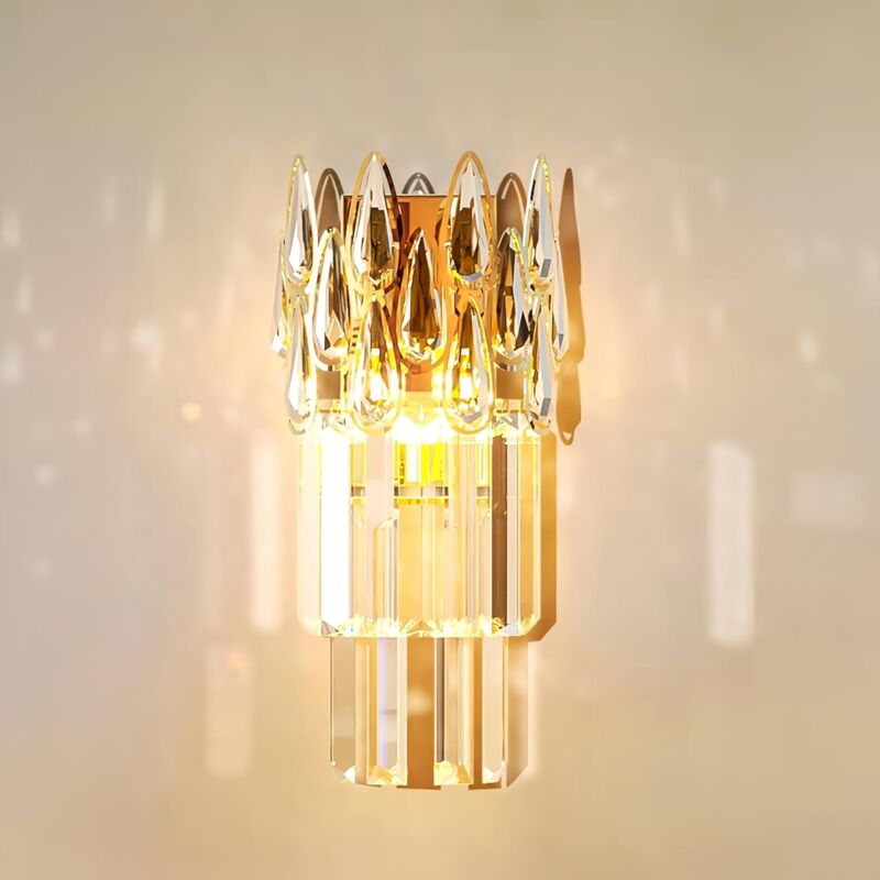 foto del prodotto cristallo applique da parete interno lusso 16x35 cm per camera da letto soggiorno corridoio illuminazione regolabile colore luce
