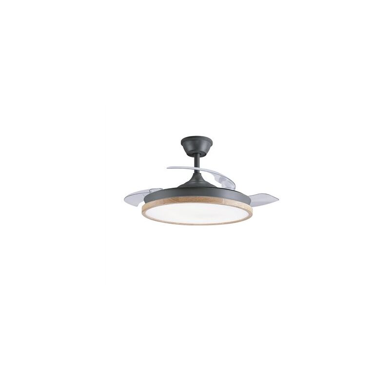 foto del prodotto cristalrecord ventilatore led chief black 36w 3600lm cct dim con pale retrattili