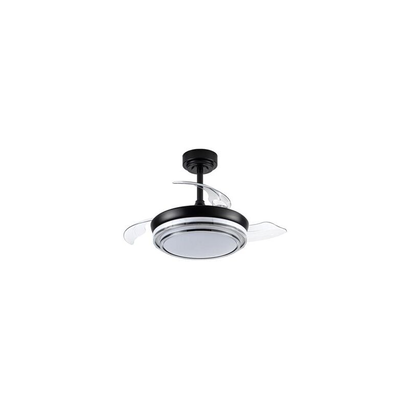 foto del prodotto cristalrecord ventilatore led con pale retrattili lander mini nero 46w 5520 lm cct
