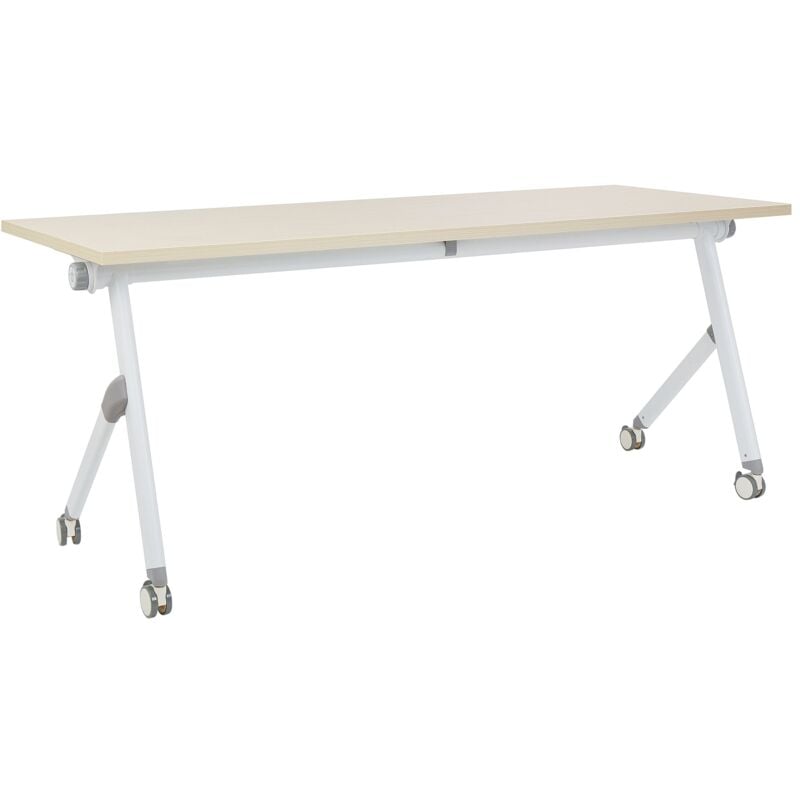 foto del prodotto crivania rettangolare pieghevole con rotelle portatile con struttura in metallo marrone chiaro e bianco 180 x 60 bendi