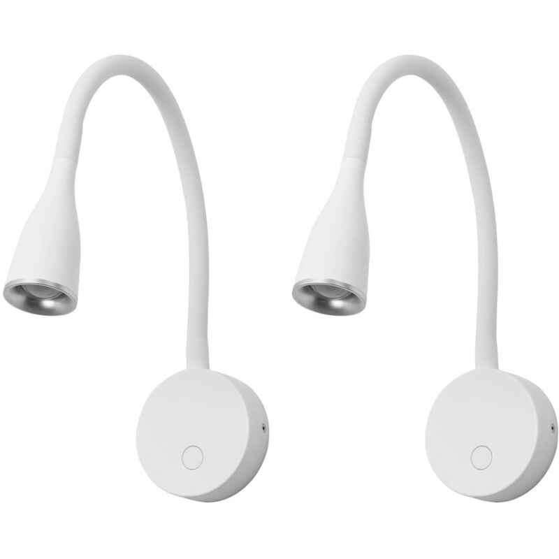 foto del prodotto crobat 2 unidades luz led de lectura de 3,8w en color blanco. aplique de pared para mesita de noche